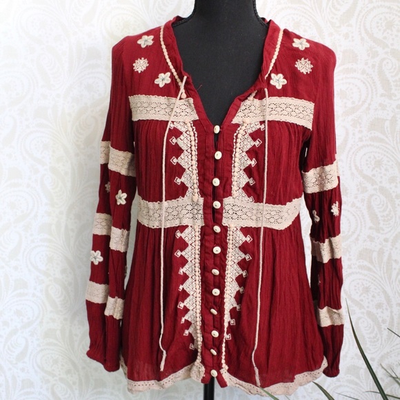 Free People Tops - Free people long sleeve red button up top